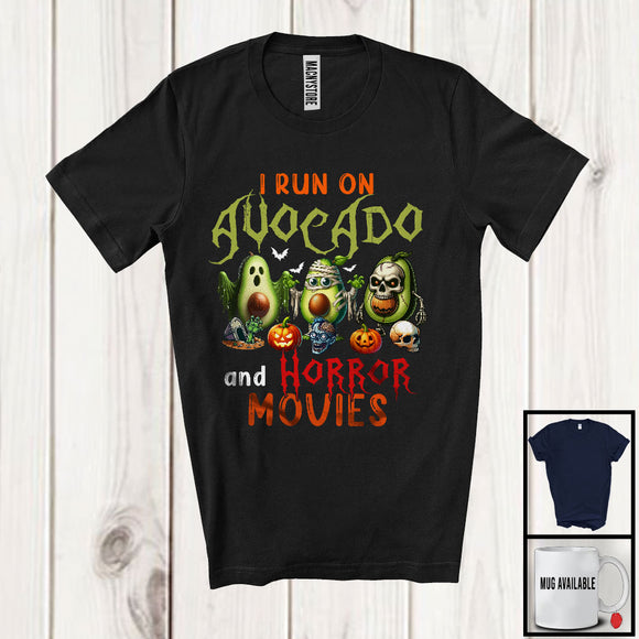 MacnyStore - I Run On Avocado And Horror Movies; Creepy Halloween Costume Avocado Lover; Family Group T-Shirt