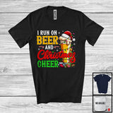 MacnyStore - I Run On Beer And Christmas Cheer; Humorous X-mas Lights Santa Beer; Drinking Drunker T-Shirt