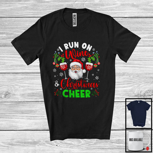 MacnyStore - I Run On Wine And Christmas Cheer; Awesome X-mas Snow Santa Wine; Drinking Drunker T-Shirt