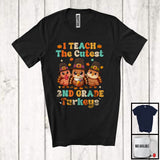 MacnyStore - I Teach The Cutest 2nd Grade Turkeys, Amazing Thanksgiving Three Cute Turkeys, Teacher Group T-Shirt