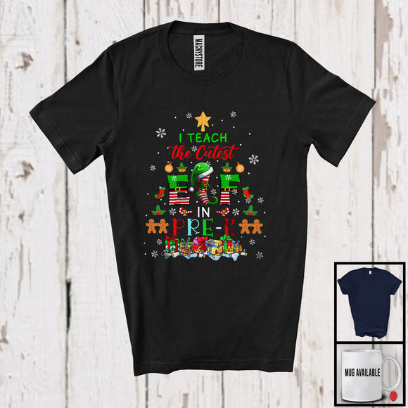 MacnyStore - I Teach The Cutest Elf In Pre-K; Joyful Christmas Tree Elf Lover; Students Teacher Group T-Shirt