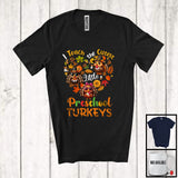 MacnyStore - I Teach The Cutest Little Preschool Turkeys; Adorable Thanksgiving Turkey Heart Shape; Teacher T-Shirt