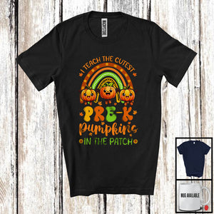 MacnyStore - I Teach The Cutest Pre-K Pumpkins; Lovely Thanksgiving Fall Rainbow Three Pumpkin; Teacher T-Shirt