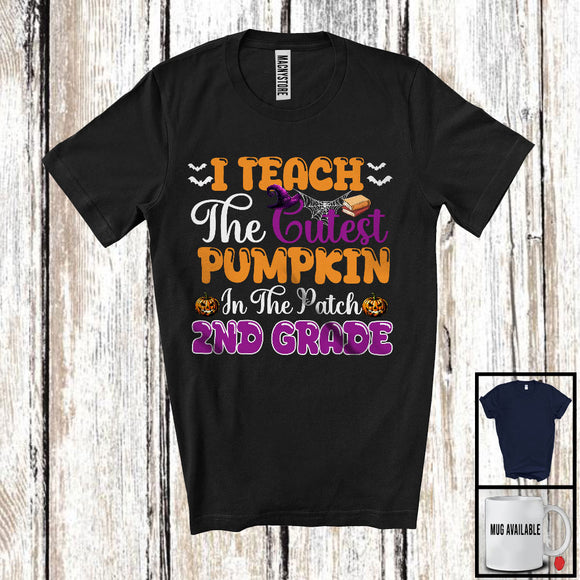 MacnyStore - I Teach The Cutest Pumpkin In The Patch 2nd Grade; Joyful Halloween Witch Teacher T-Shirt