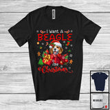 MacnyStore - I Want A Beagle For Christmas; Adorable Santa Beagle In X-mas Present Box; Family Group T-Shirt