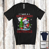 MacnyStore - I Want A Hippopotamus For Christmas; Lovely X-mas Lights Tree Santa Hippo; Snowing Plaid T-Shirt