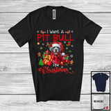 MacnyStore - I Want A Pit Bull For Christmas; Adorable Santa Pit Bull In X-mas Present Box; Family Group T-Shirt