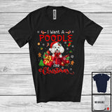 MacnyStore - I Want A Poodle For Christmas; Adorable Santa Poodle In X-mas Present Box; Family Group T-Shirt