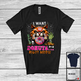 MacnyStore - I Want Donuts Right Meow, Humorous Halloween Costume Zombie Cat Face, Food Animal Lover T-Shirt