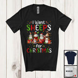 MacnyStore - I Want Sheeps; Wonderful Christmas Santa Sheep With Hot Coffee; Animal Lover X-mas Group T-Shirt