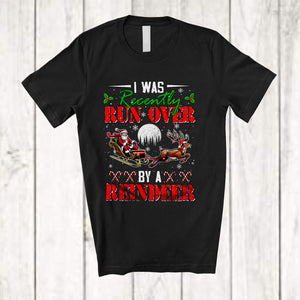 MacnyStore - I Was Recently Run Over By A Reindeer; Humorous Christmas Santa Sleigh; Runner Running T-Shirt