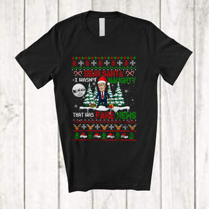 MacnyStore - I Wasn't Naughty That Was Fake News; Sarcastic Christmas Sweater Santa Trump; President Family T-Shirt