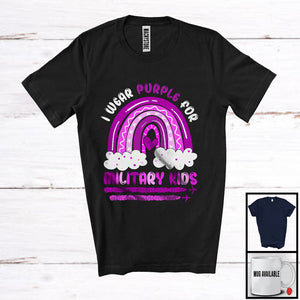 MacnyStore - I Wear Purple For Military Kids, Lovely Military Child Month Dandelion Rainbow, Proud Memories T-Shirt