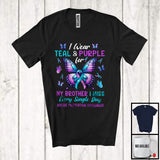 MacnyStore - I Wear Teal And Purple For My Brother, Lovely Suicide Prevention Awareness Ribbon, Butterfly T-Shirt