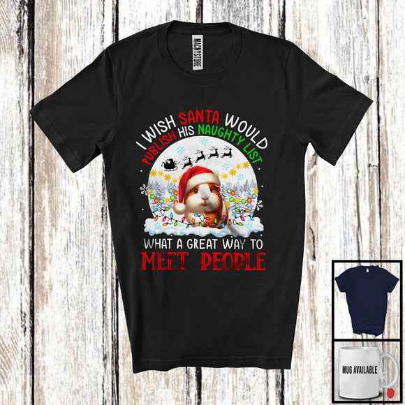 MacnyStore - I Wish Santa Would Publish His Naughty List; Lovely Christmas Moon Guinea Pig Owner T-Shirt