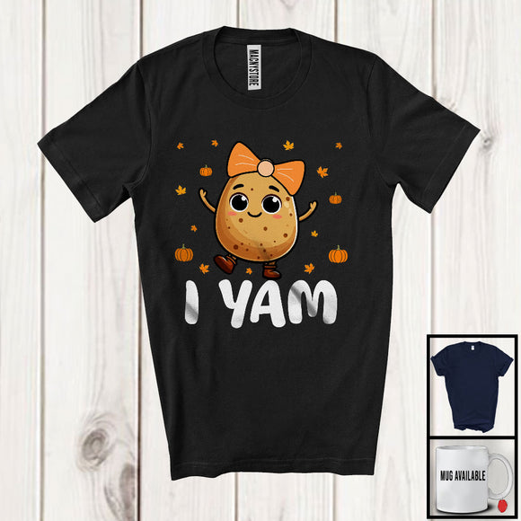 MacnyStore - I Yam, Adorable Thanksgiving Fall Leaves Potato Pilgrim, Matching Couple T-Shirt