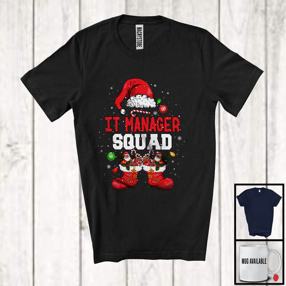 MacnyStore - IT Manager Squad; Cheerful Christmas Leopard Santa Costume Snowing; Men Jobs Group T-Shirt