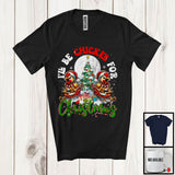 MacnyStore - I'll Be Chicken For Christmas, Joyful Christmas Santa Chicken Lover, X-mas Tree Lights Snow T-Shirt