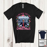 MacnyStore - I'll Be Home For This Christmas; Humorous X-mas Lights Trump America Flag; Pink Patriotic T-Shirt