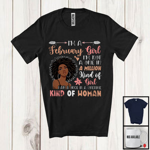 MacnyStore - I'm A February Girl Once In A Lifetime; Lovely Birthday African Afro Women; Black Family Group T-Shirt