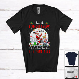 MacnyStore - I'm A Lunch Lady I'm On The Nice List; Amazing Christmas Moon Santa Lunch Lady; X-mas Jobs T-Shirt