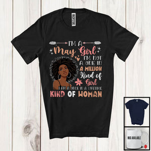 MacnyStore - I'm A May Girl Once In A Lifetime; Lovely Birthday African Afro Women; Black Family Group T-Shirt