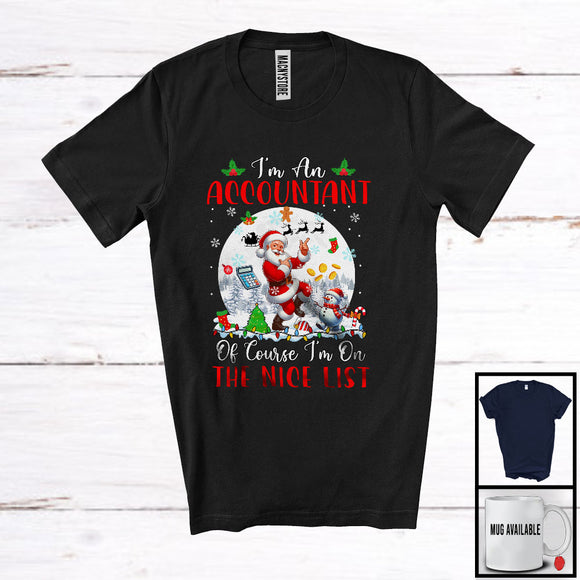 MacnyStore - I'm An Accountant I'm On The Nice List; Amazing Christmas Moon Santa Accountant; X-mas Jobs T-Shirt