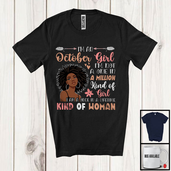 MacnyStore - I'm An October Girl Once In A Lifetime; Lovely Birthday African Afro Women; Black Family Group T-Shirt