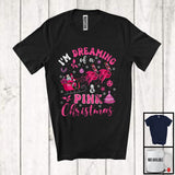 MacnyStore - I'm Dreaming Of A Pink Christmas; Adorable X-mas Santa Sleigh Flamingos Reindeer; Family T-Shirt