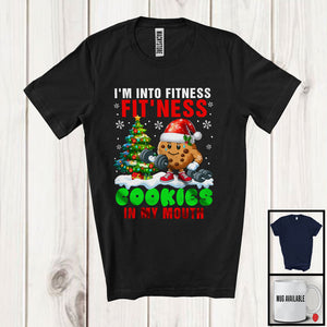 MacnyStore - I'm Into Fitness Fit'ness Cookies In My Mouth, Humorous Christmas Santa Food Workout Lover T-Shirt