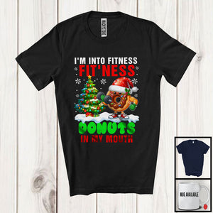 MacnyStore - I'm Into Fitness Fit'ness Donuts In My Mouth, Humorous Christmas Santa Food Workout Lover T-Shirt