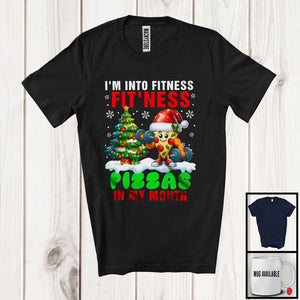 MacnyStore - I'm Into Fitness Fit'ness Pizzas In My Mouth, Humorous Christmas Santa Food Workout Lover T-Shirt