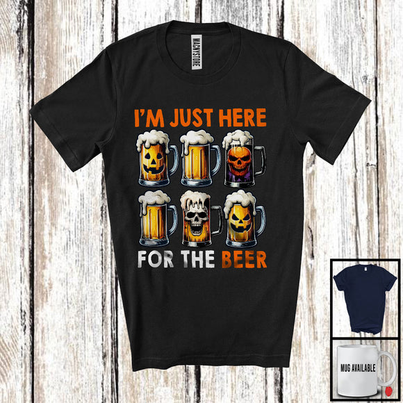 MacnyStore - I'm Just Here For The Beer; Creepy Halloween Skull Drinking Drunker; Family Group T-Shirt