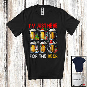 MacnyStore - I'm Just Here For The Beer; Humorous Christmas Santa Elf Drinking Drunker; X-mas Group T-Shirt