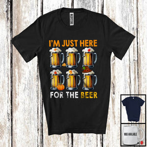 MacnyStore - I'm Just Here For The Beer; Humorous Thanksgiving Pilgrim Drinking Drunker; Family Group T-Shirt