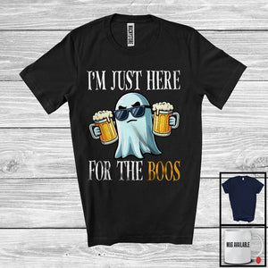 MacnyStore - I'm Just Here For The Boos; Amazing Halloween Costume Boo Ghost Beer; Drunker Drinking T-Shirt