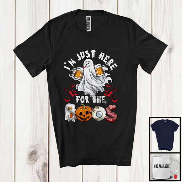 MacnyStore - I'm Just Here For The Boos; Awesome Halloween Boo Ghost Drinking Beer; Drunker Team T-Shirt