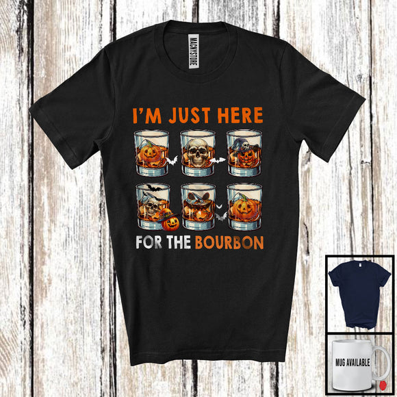 MacnyStore - I'm Just Here For The Bourbon; Creepy Halloween Skull Drinking Drunker; Family Group T-Shirt