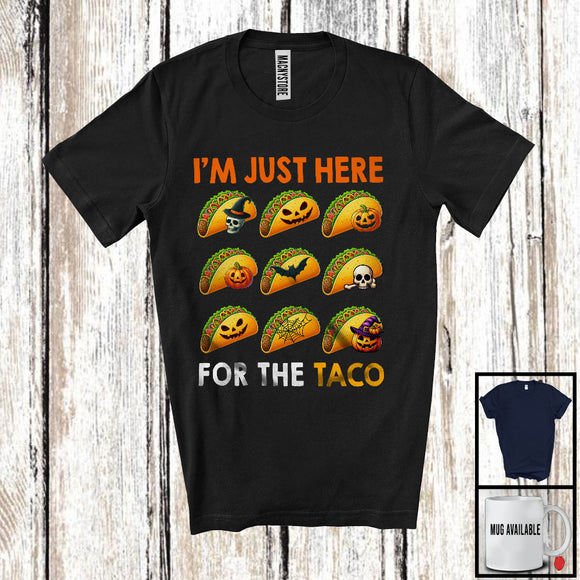 MacnyStore - I'm Just Here For The Taco; Creepy Halloween Skull Food Lover; Family Group T-Shirt