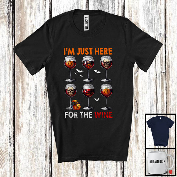 MacnyStore - I'm Just Here For The Wine; Creepy Halloween Skull Drinking Drunker; Family Group T-Shirt