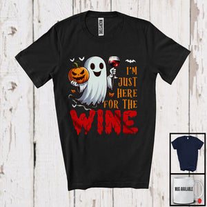 MacnyStore - I'm Just Here For Wine, Lovely Halloween Costume Boo Ghost Drinking Lover, Drunker Team T-Shirt