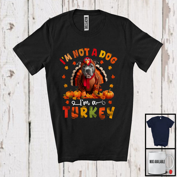 MacnyStore - I'm Not A Dog I'm A Turkey; Humorous Thanksgiving Turkey Pit Bull Dog Owner Lover; Family T-Shirt