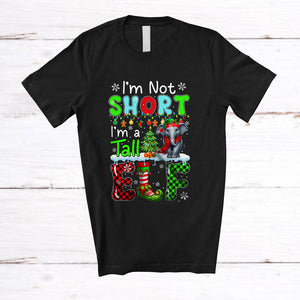 MacnyStore - I'm Not Short I'm a Tall Elf; Lovely Christmas Plaid Elf Elephant; X-mas Lights Animal Lover T-Shirt