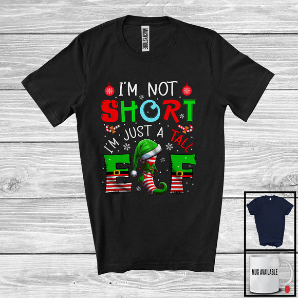 MacnyStore - I'm Not Short Just A Tall Elf; Sarcastic Christmas ELF Hat Shoes; X-mas Pajama Family T-Shirt