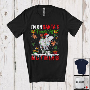 MacnyStore - I'm On Santa's Naughty List I Regret Nothing, Lovely Christmas Santa Hippo Animal, X-mas Family T-Shirt