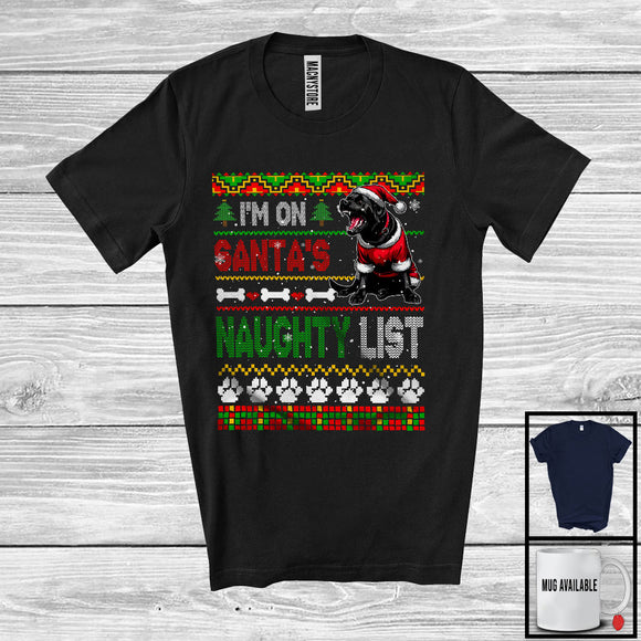 MacnyStore - I'm On Santa's Naughty List, Awesome Christmas Sweater Santa Black Labrador Retriever, Family T-Shirt