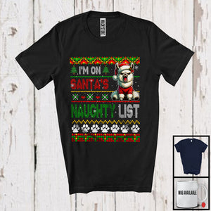 MacnyStore - I'm On Santa's Naughty List, Lovely Christmas Sweater Santa Llama, Matching Family Group T-Shirt