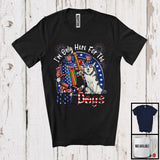 MacnyStore - I'm Only Here For The Hot Dogs, Lovely 4th Of July American Flag Husky Owner, Patriotic T-Shirt