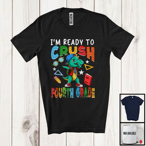 MacnyStore - I'm Ready To Crush Fourth Grade, Adorable First Day Of School Dabbing T-Rex, Dinosaur Lover T-Shirt