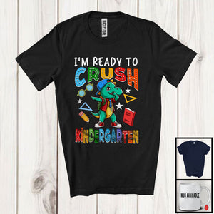 MacnyStore - I'm Ready To Crush Kindergarten, Adorable First Day Of School Dabbing T-Rex, Dinosaur Lover T-Shirt